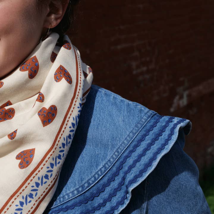 Bonheur du Jour - Wholesale Head Scarf - Women's - Indian Scarf - Wild Heart Ecru1