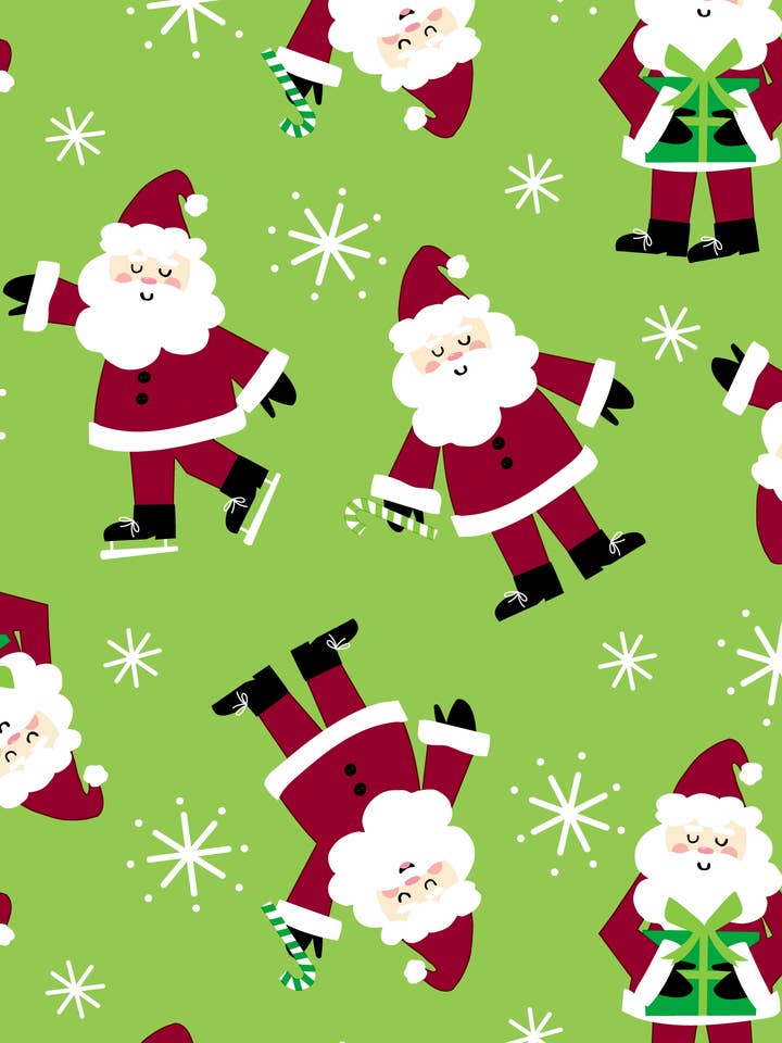 Santa on Skates - GW-9184 - Bulk Christmas Gift Wrap for wholesale by Artist Point Gift Wrap