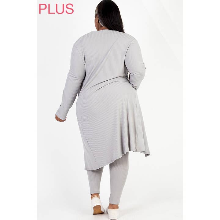 UP CLOTHING - Wholesale Lounge Set - Women's - PLUS SIZE Ribbed Cardigan and Leggings Set5