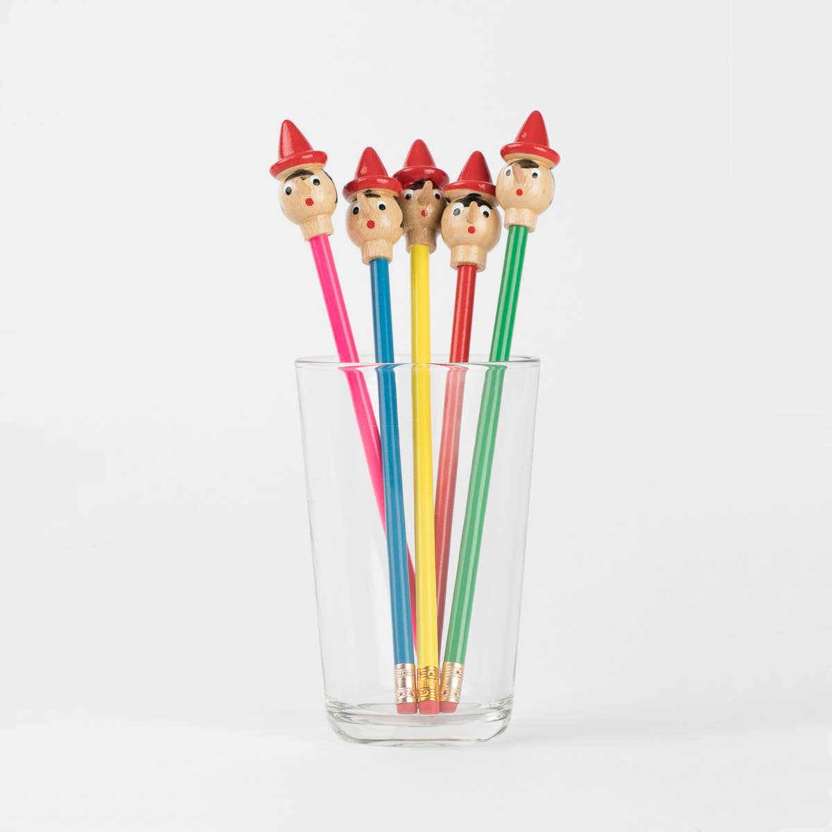 San Lorenzo Design - Wholesale Pencil - Pinocchio Wooden Set 6 Pencils Multi-Color, Handmade0