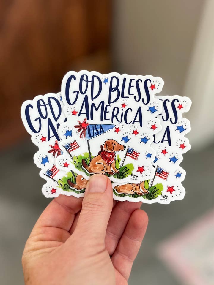 American Dog Stickers for wholesale by Happy By Rachel, LLC