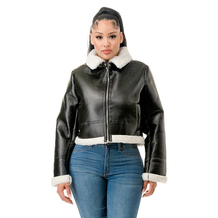 BLOUSON MOTO BORDÉ DE NEIGE pour la vente par Esmeray Clothing