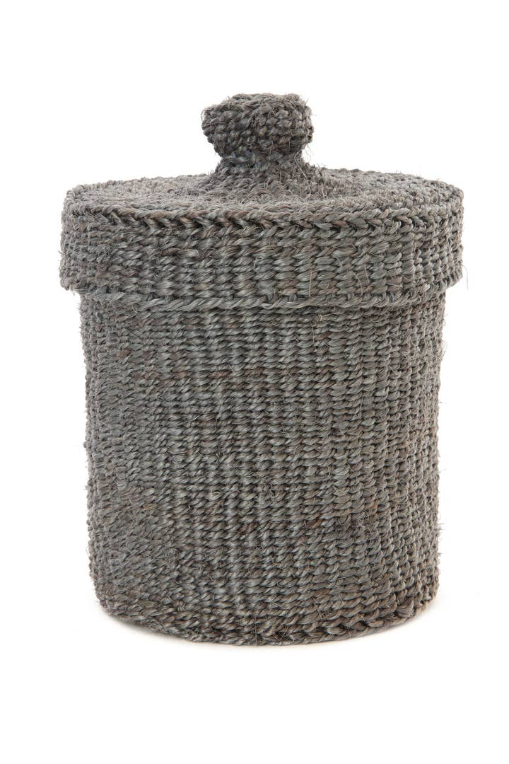 African Modern - Wholesale Basket - Gray Sisal Lidded Container Basket0