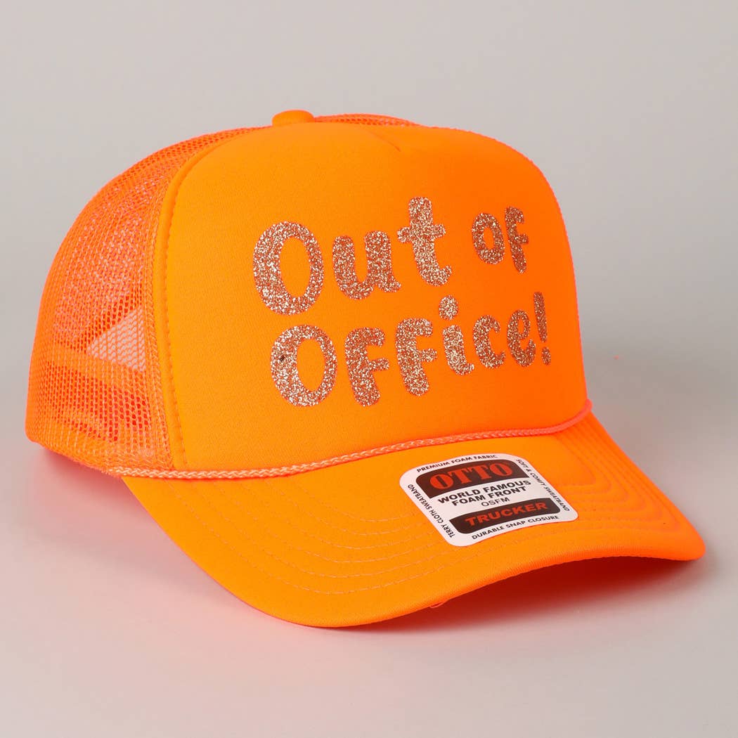 Fashion City - Wholesale Trucker Hat - Unisex - Out of Office Glitter Letter Logo Foam Trucker Hat12