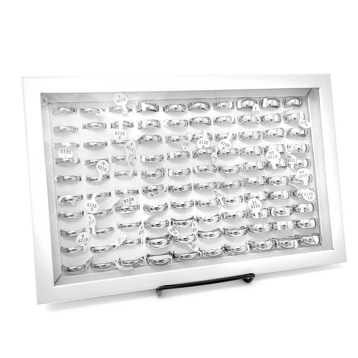 Unisex 100 st Box Ring Set bröllop band (4mm, 6mm och 8mm) för wholesale av West Coast Jewelry