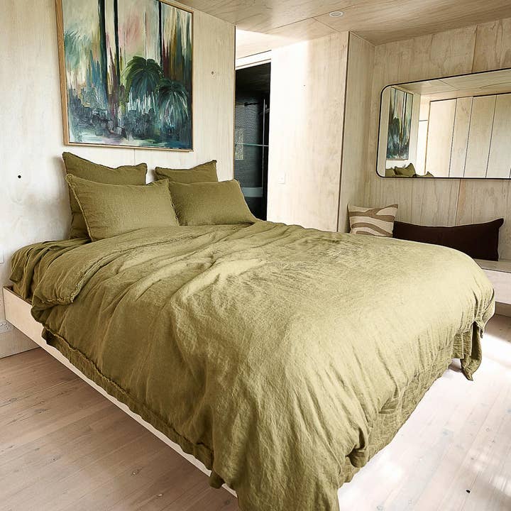 French Linen Duvet Cover - Olive for wholesale on Faire