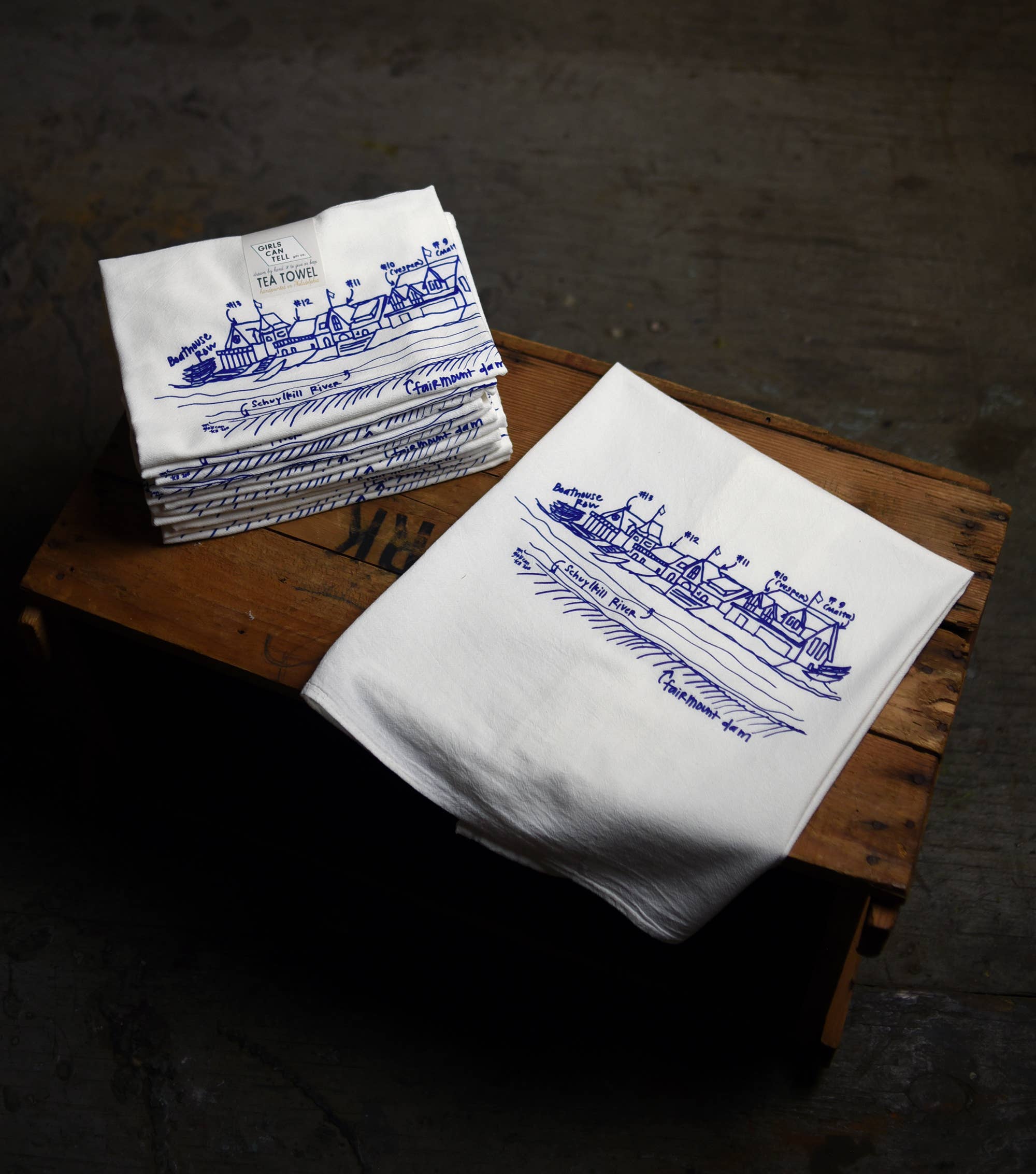 Girls Can Tell - Wholesale Tea Towel - Boathouse Row Tea Towel | kitchen | flour sack | dish towel2