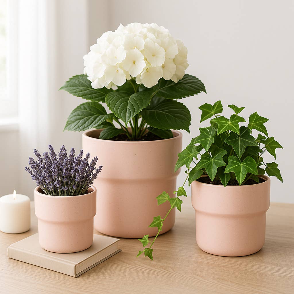 Sagebrook Home - Wholesale Plant Pot - Planters Set of 3 - Pink Ceramic Round Mushroom, 7/9/10 in.2