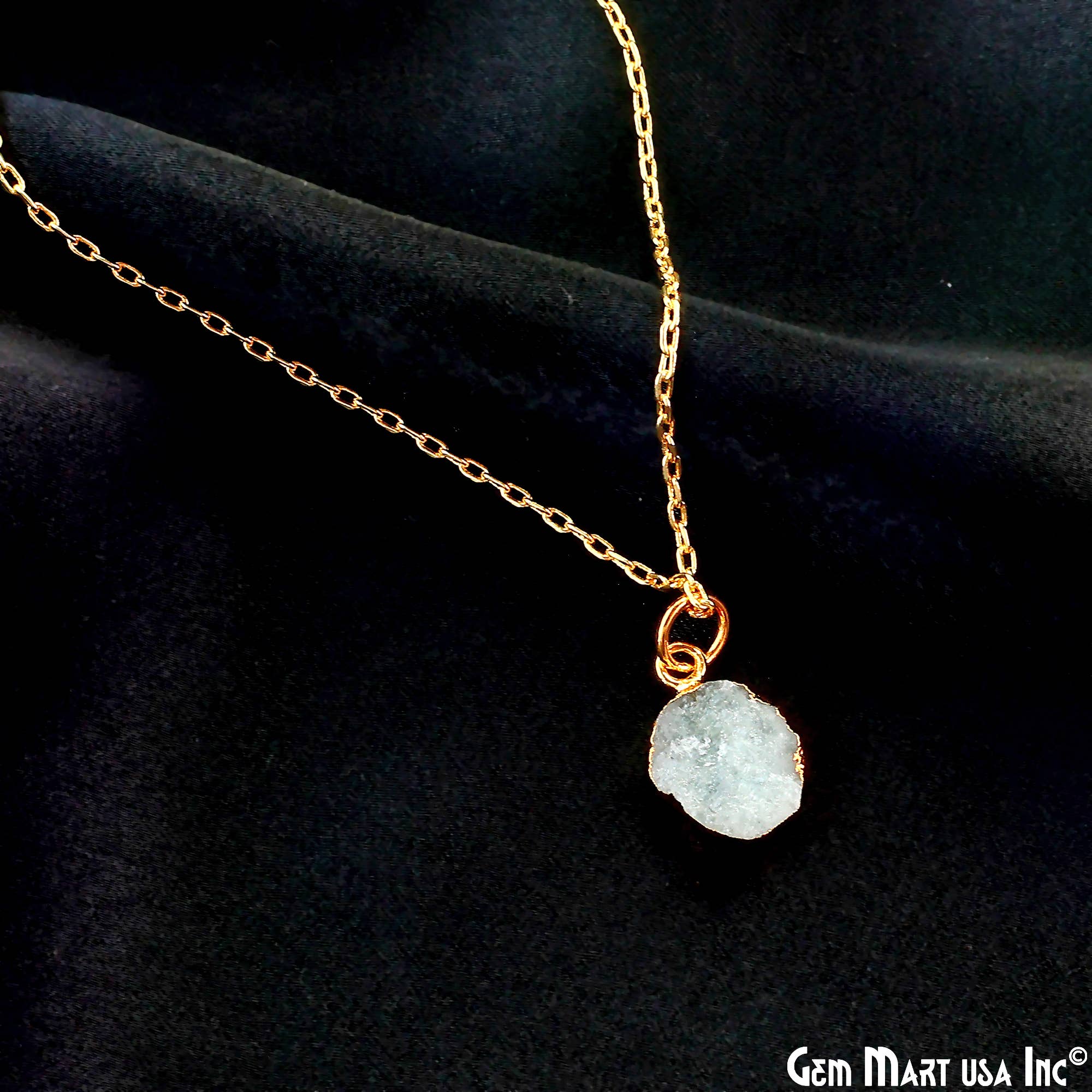 GemMartUSA - Wholesale Pendant/Charm Necklace - Rough Gemstone 16x10mm Gold Electroplated Single Bail Charm3