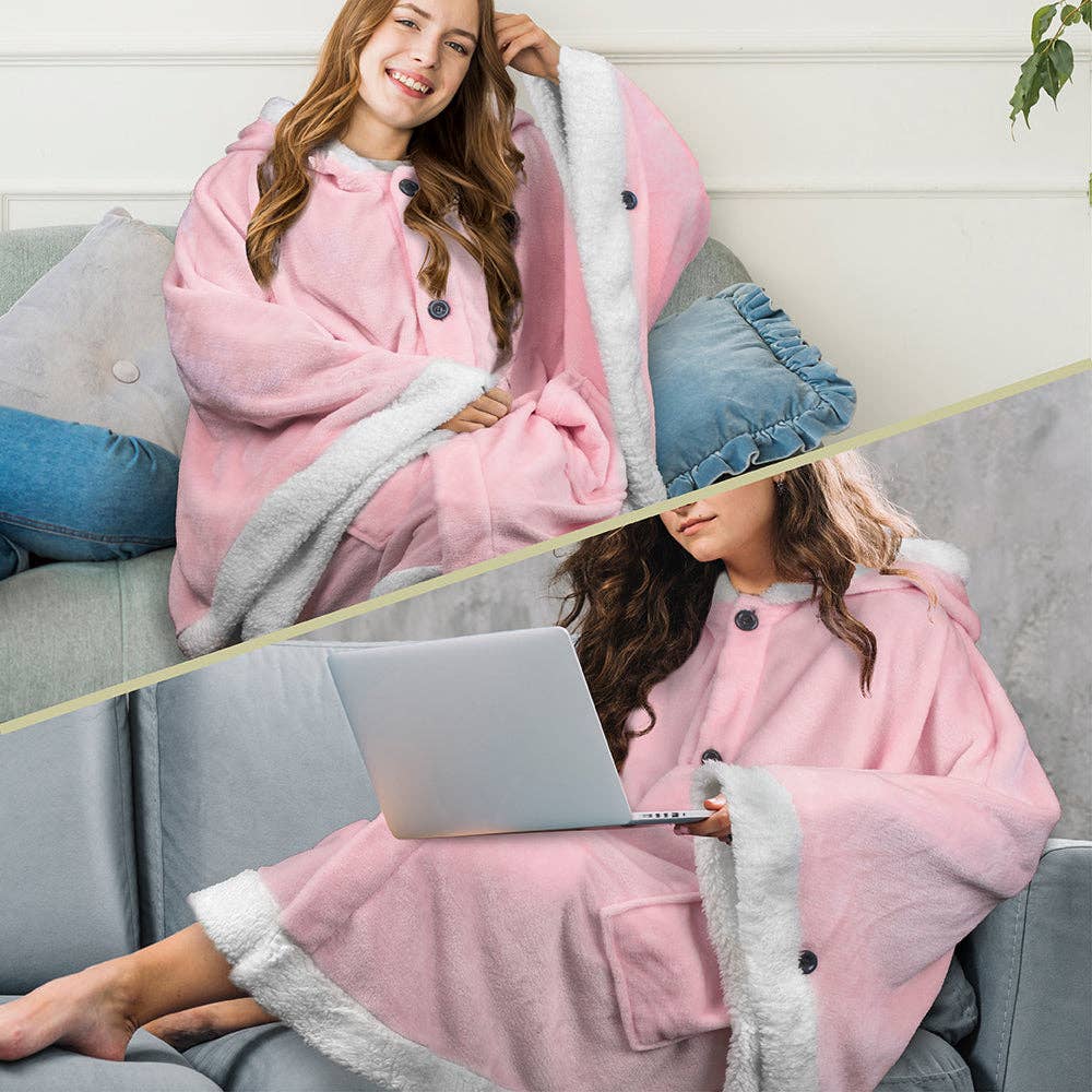 Pavilia – wholesale Poncho – Women's – Angel Wrap Hoodie Sherpa Poncho Blanket127
