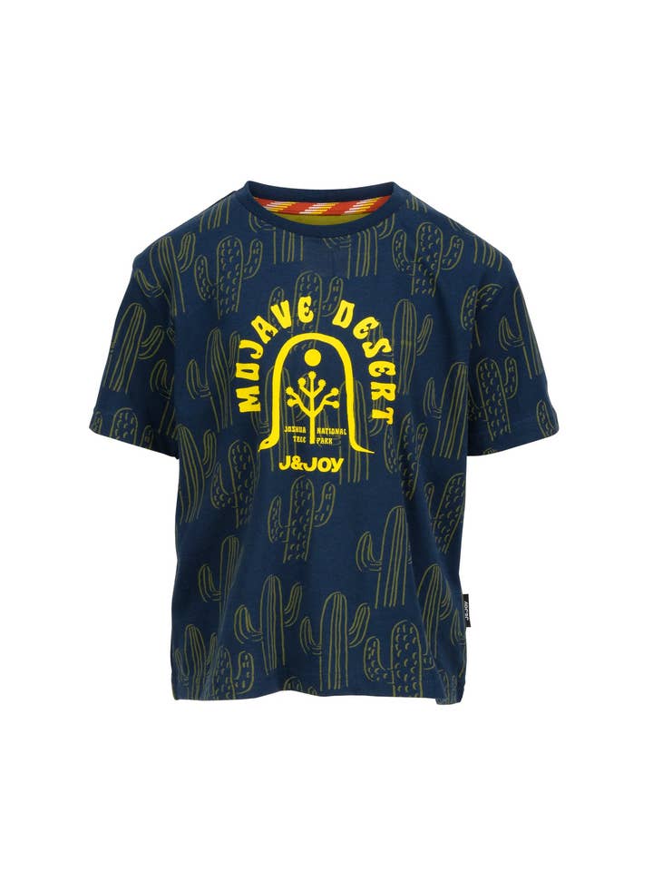 T-shirt da bambino a manica corta color kaki con stampa floreale, motivo per la vendita all'ingrosso da parte di J&JOY