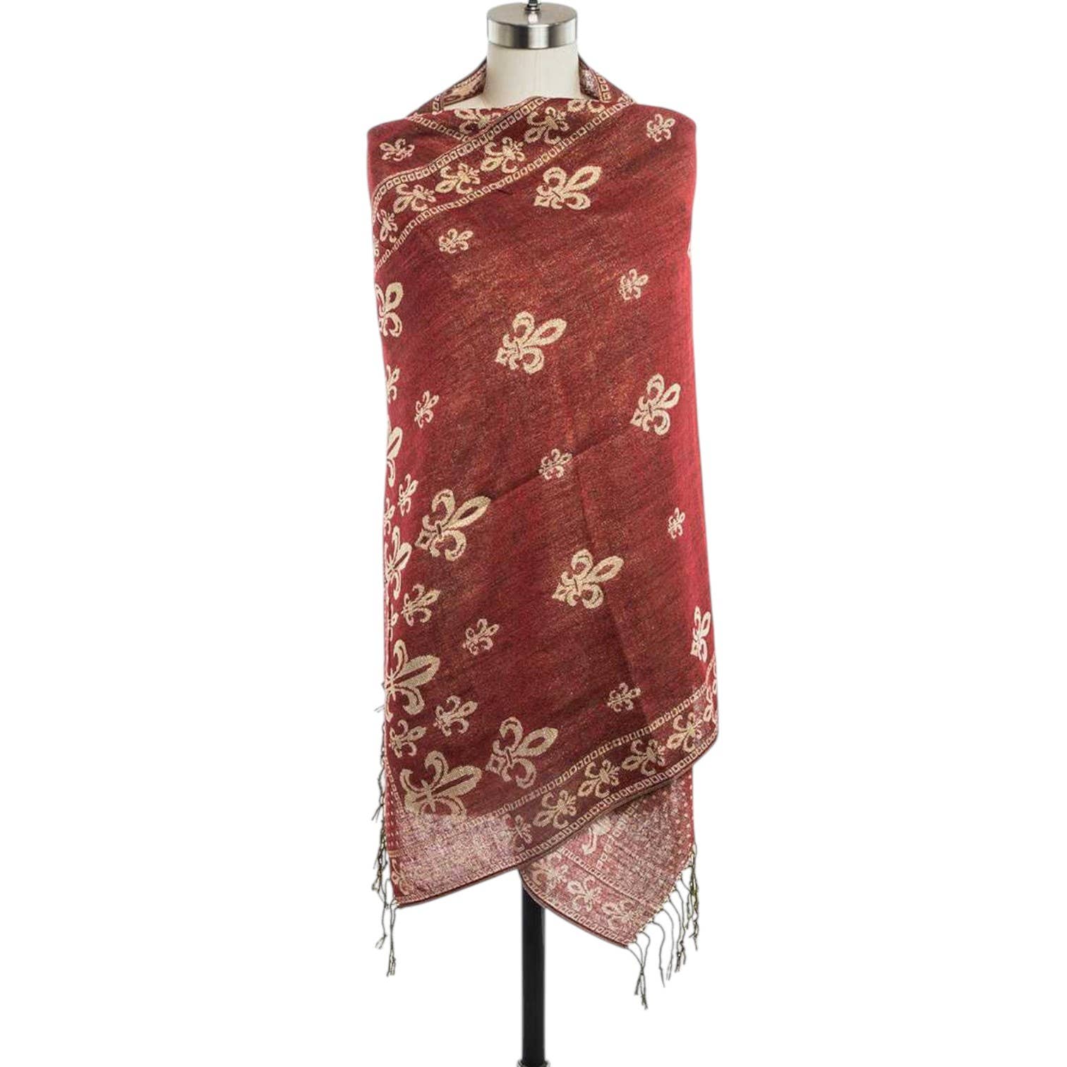 LA Jewelry Plaza - Wholesale Scarf - Women's - Fleur De Lis Print Pashmina Shawl Scarf4