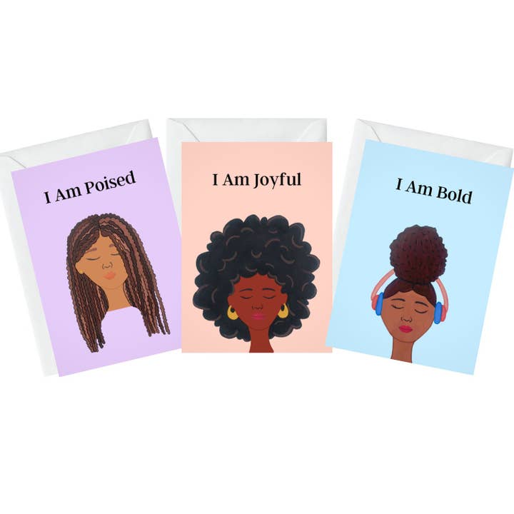 Set of 3 Black Girl Magic Affirmation Cards for wholesale by Generosity Co.
