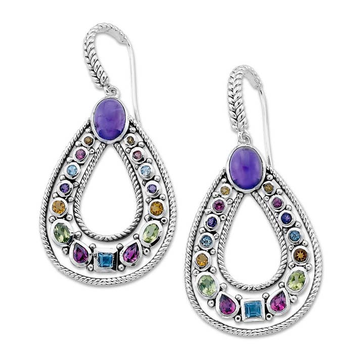 Pendientes de lágrima de piedra multicolor SS para venta al por mayor de Eli Pebble