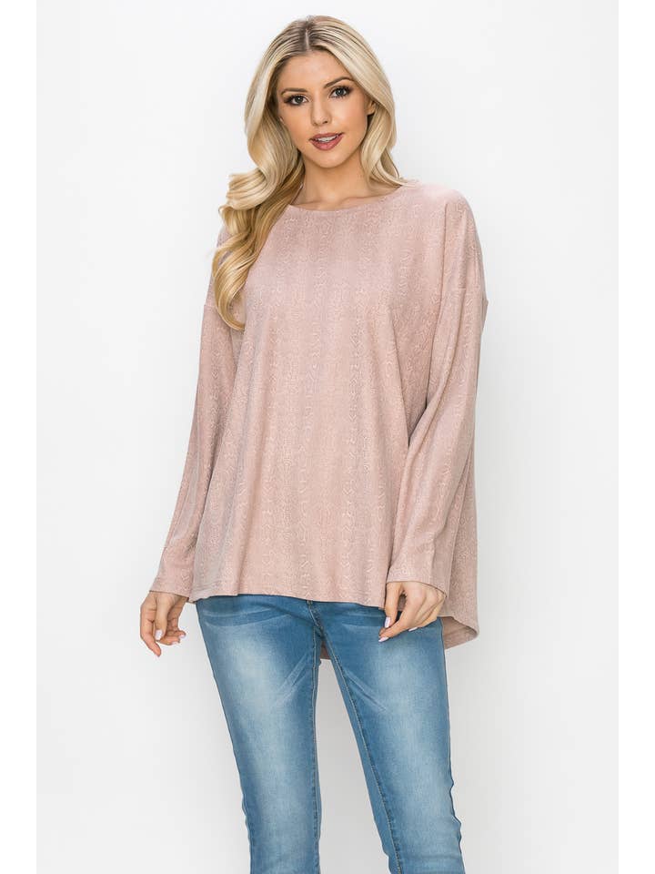 Joh Apparel - Wholesale Tunic - Women's - Ailith Stretch Suede Snake Print Top1