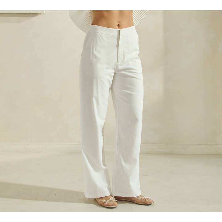 Off White Linen Basic Pants for wholesale on Faire