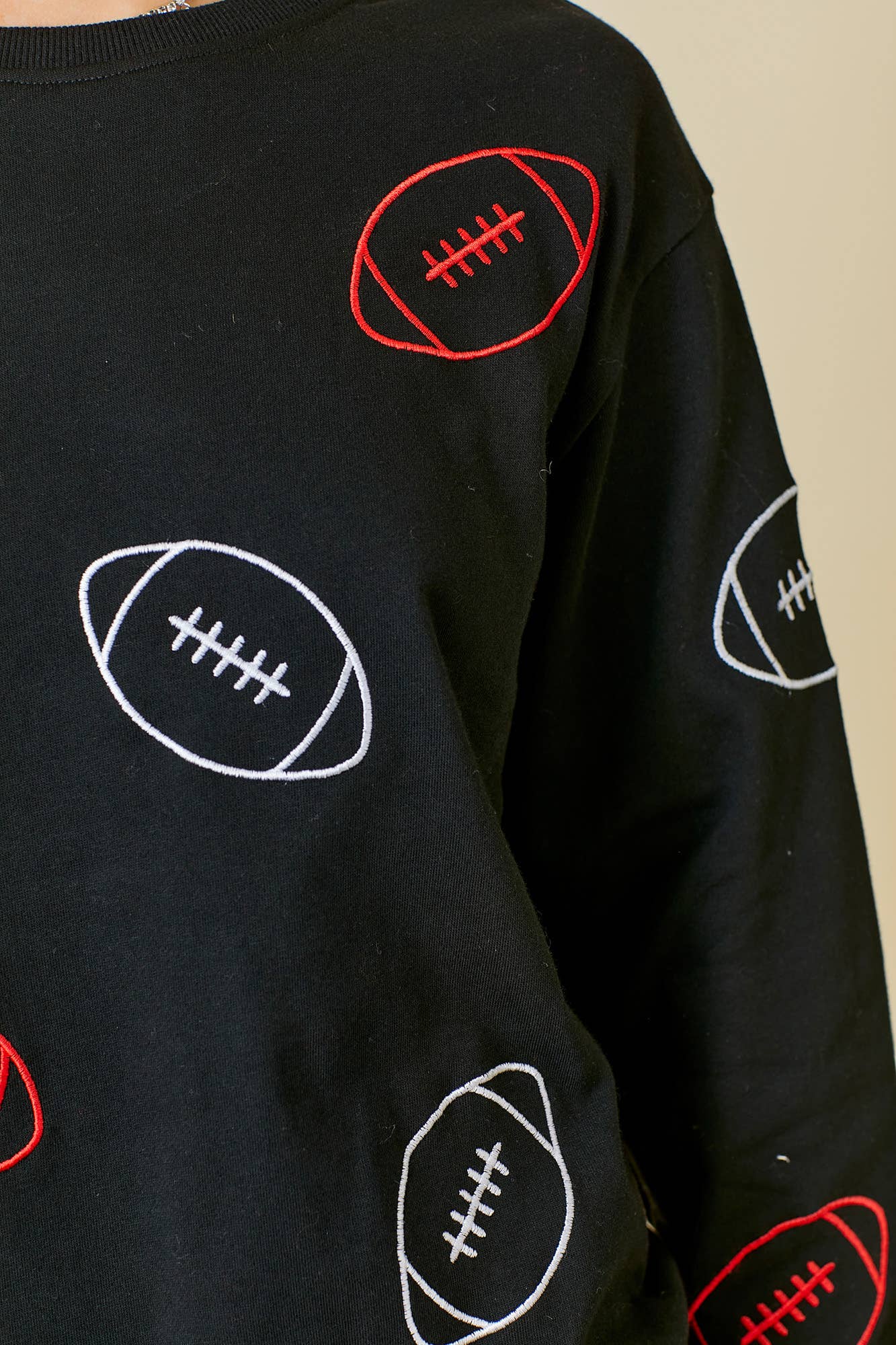 BLACK Game Day Football EMB Sweatshirt for wholesale on Faire2
