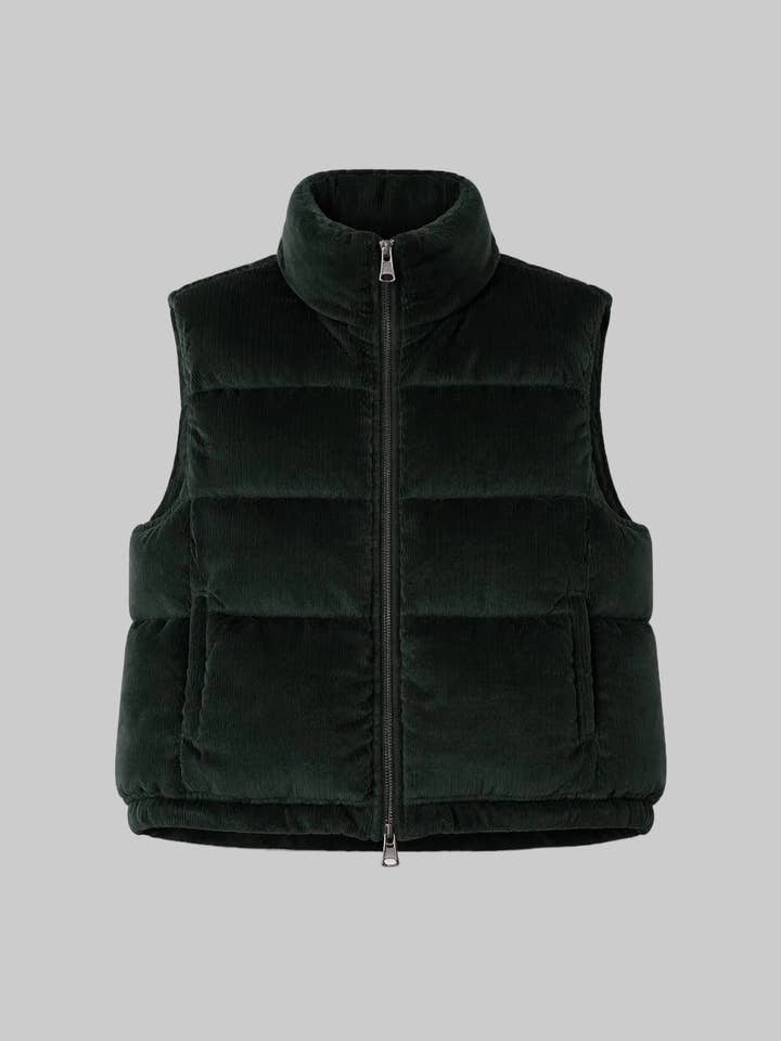 Alpen Corduroy Donsvest — Bosgroen voor wholesale door Après Actif