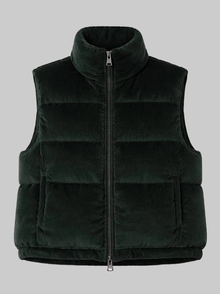 Gilet en velours côtelé des Alpes — Vert forêt pour la vente par Après Actif