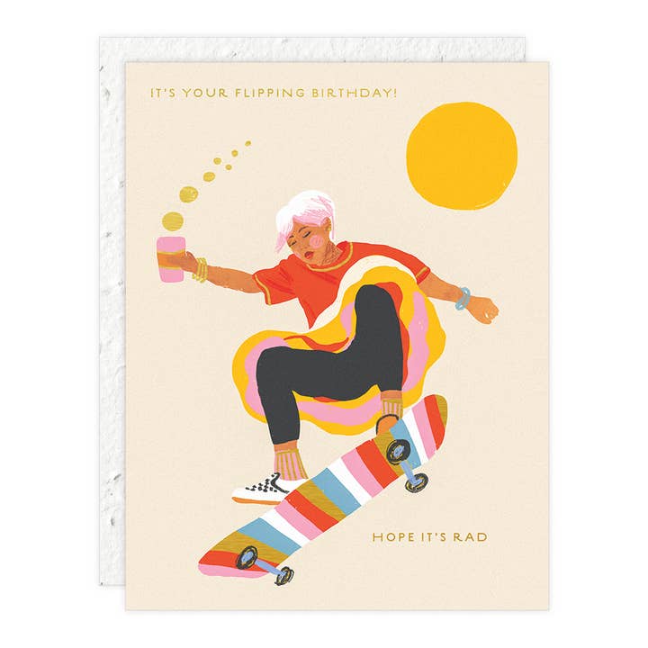 Seedlings - Wholesale Birthday Card - Skateboard Girl- Birthday Card