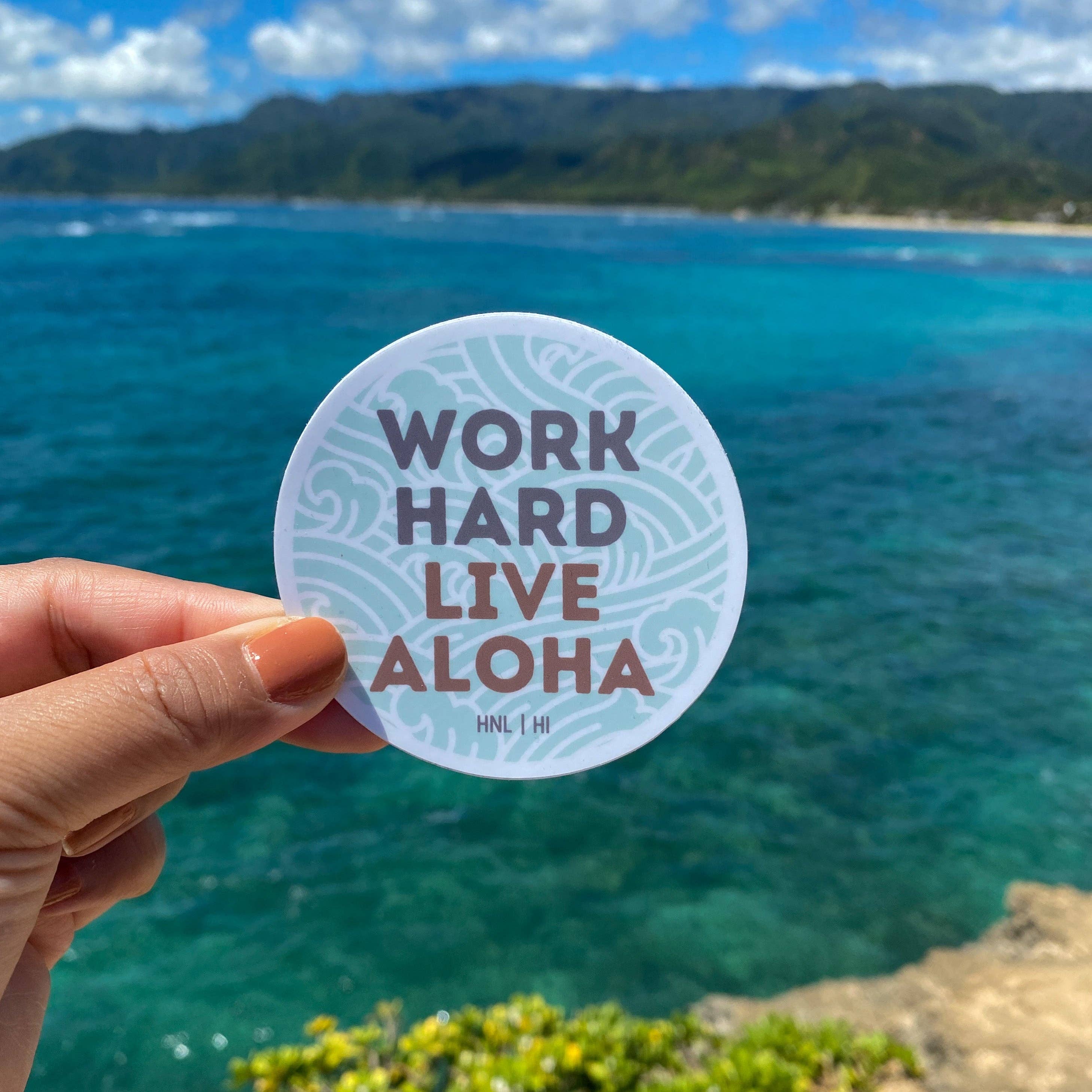 Design Jord - Wholesale Sticker - Word Hard, Live Aloha Sticker0