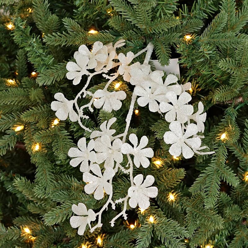 Impressive Enterprises, Inc. - Wholesale Christmas Decoration - ISB79591- 23in Glitter Plum Blossom Spray-WT-24/1443