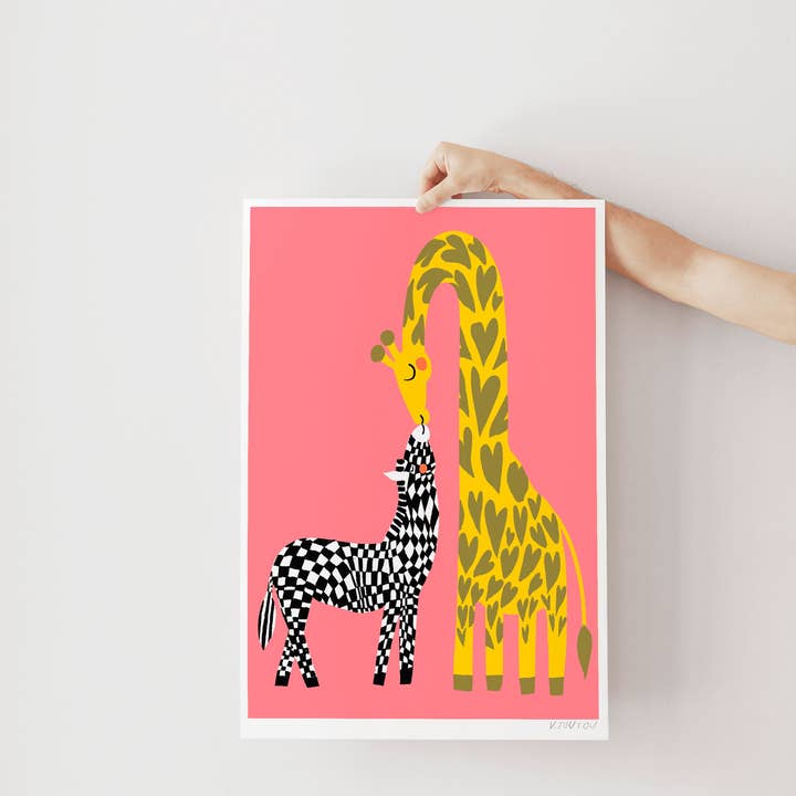 Zebra and Giraffe Art print for wholesale by Studio Toute