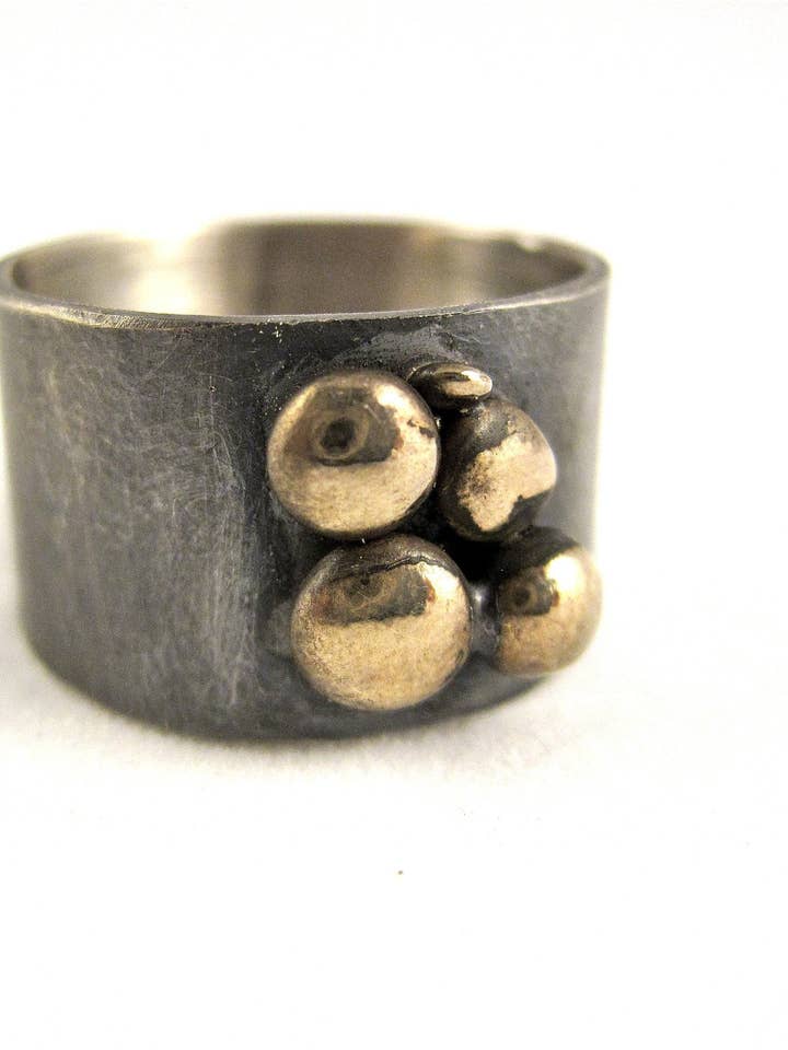 Wood River Ring in Grey and Gold for wholesale by Union Studio Metals