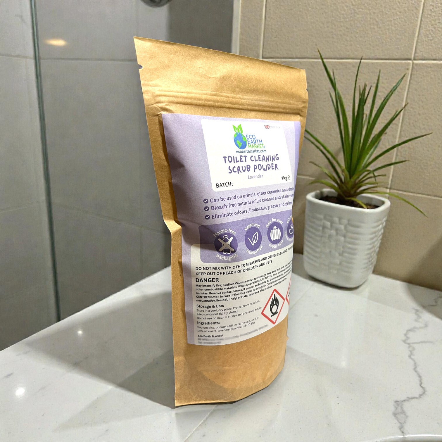 Eco Earth Market - Wholesale Toilet Cleaner - Lavender Toilet Cleaning Scrub Powder 1kg5