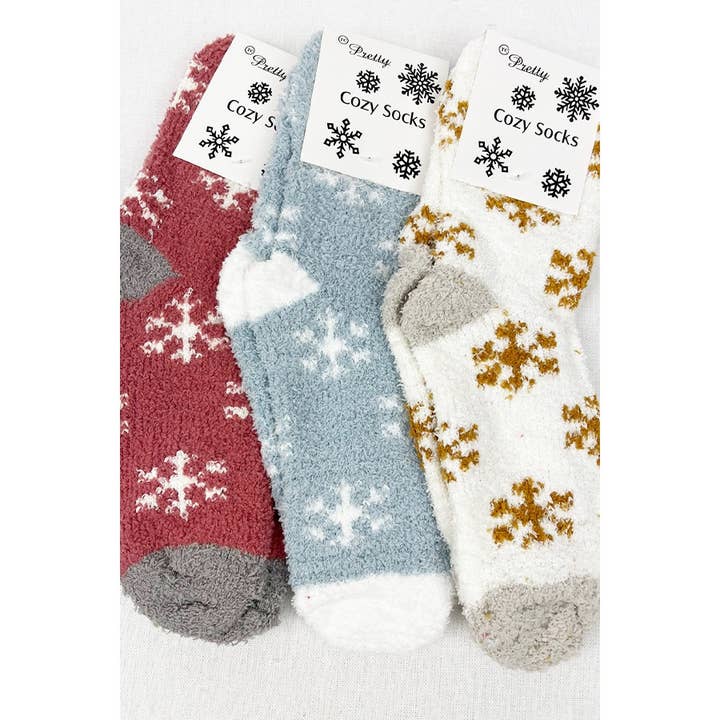 ASSORTED Soft Textured SnowFlake Cozy Socks for wholesale on Faire