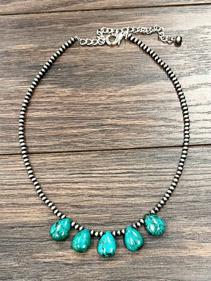 739546, 17" Handgefertigte Navajo-Türkis-Halskette für den Großhandel von ISAC Trading Inc