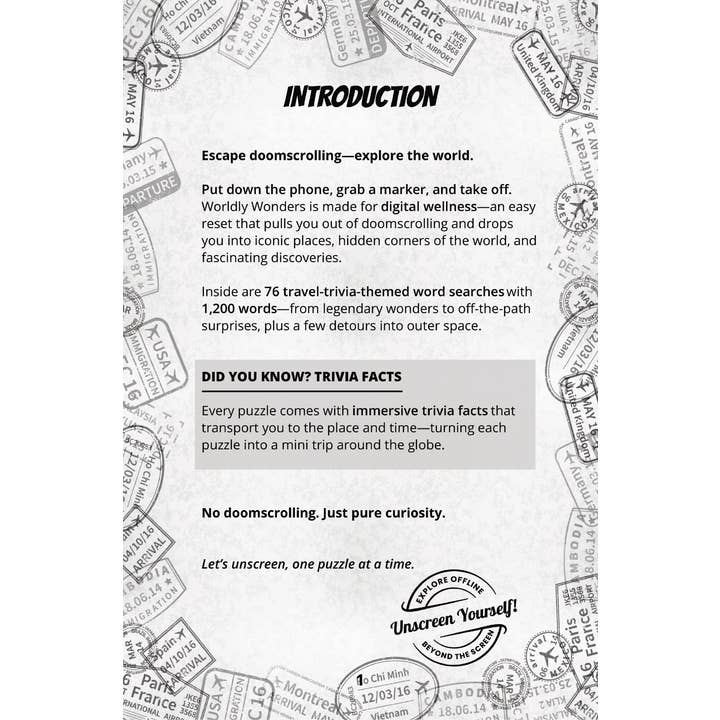 Unscreen Yourself! - Wholesale Puzzle - Adult - Worldly Wonders – Travel Word Search Puzzles with Trivia6