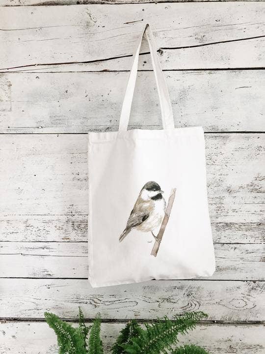 Chickadee on Branch Market Bag for wholesale by Studio on Tenth