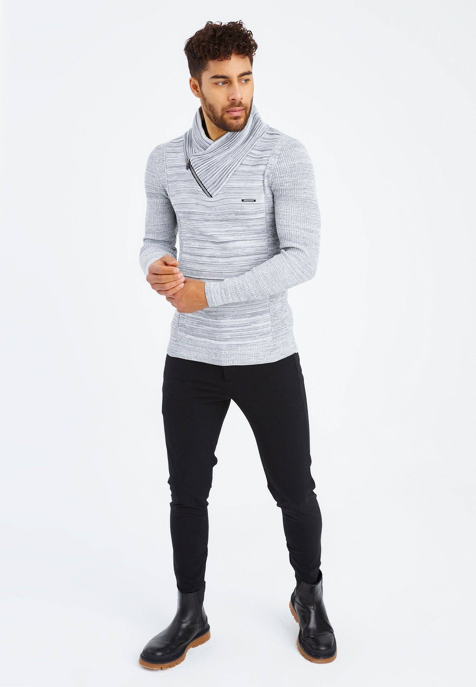 Leif Nelson GmbH - Wholesale Knit Sweater - Men's - Men's Knit Sweater Fine Knit Shawl Collar LN-153526