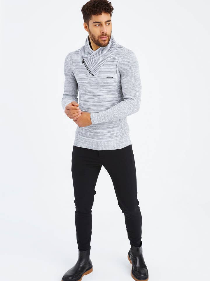 Leif Nelson GmbH - Wholesale Knit Sweater - Men's - Men's Knit Sweater Fine Knit Shawl Collar LN-153526