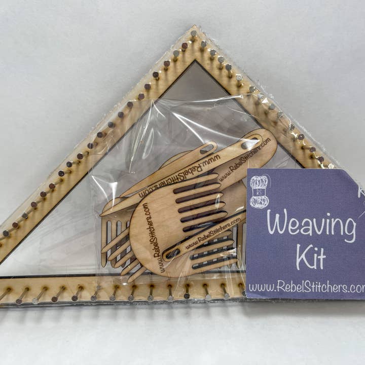 Art by Erica H & Rebel Stitchers - Wholesale DIY Craft Kit - Small - Handmade Triangle Pin Loom Kit - Compact, Portable