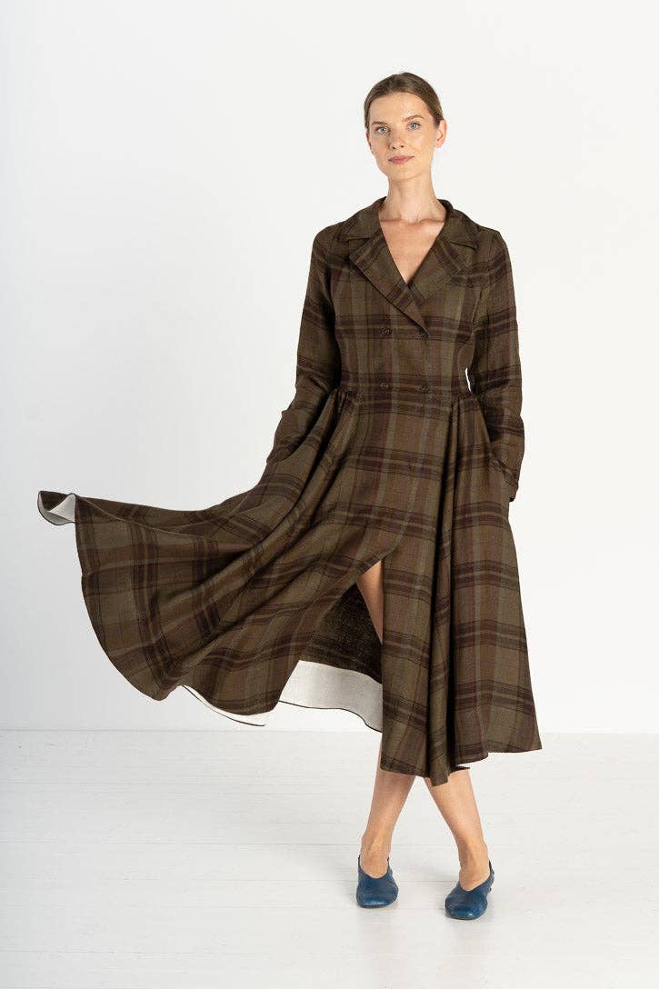 Son de Flor - Venta al por mayor Vestido - Mujer - Enola – Vestido Midi de Lino a Medida con Cuello con Muesca13