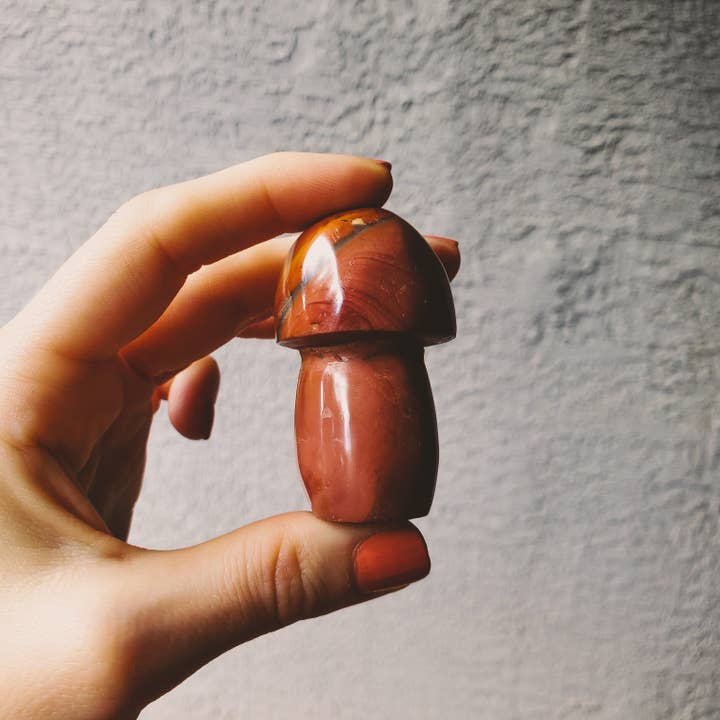 Polychrome Desert Jasper Carved Self Standing Mushroom for wholesale by Copper Bug Jewelry