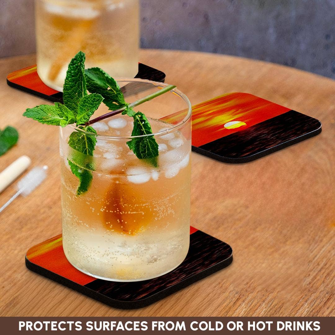 3dRose - Vente Sous-verre - 3dRose, Coucher de soleil artistique orange égéen Akyaka, Dessous de verre9