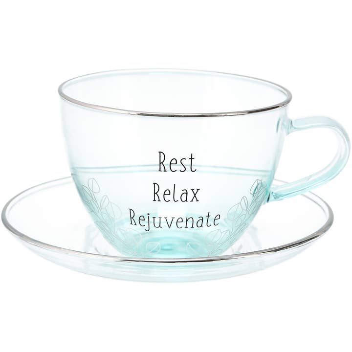 Relax - 7 oz Glass Teacup and Saucer and other Purchase Wholesale glass tea cups. Free Returns & Net 60 Terms on Faire trending on Faire.
