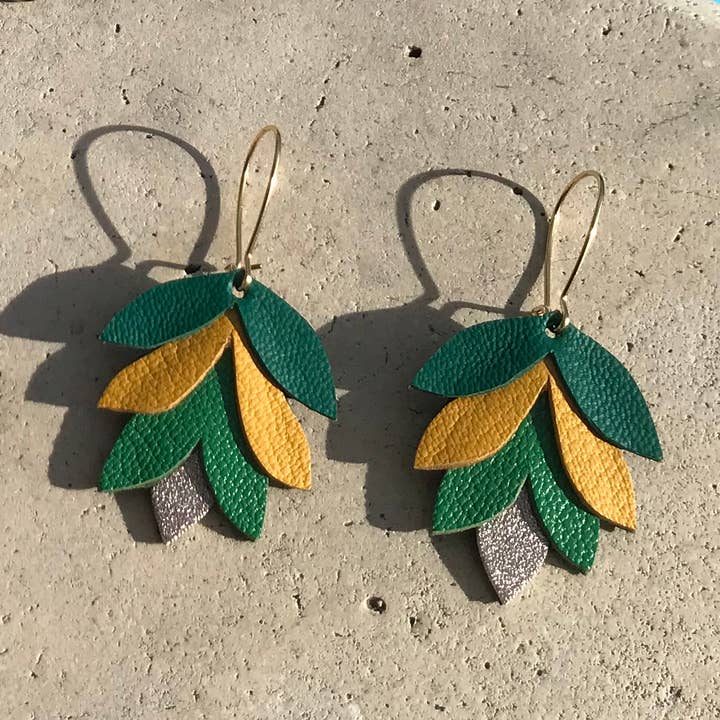 Palma Green/Yellow Earrings for wholesale by Nélemia Création