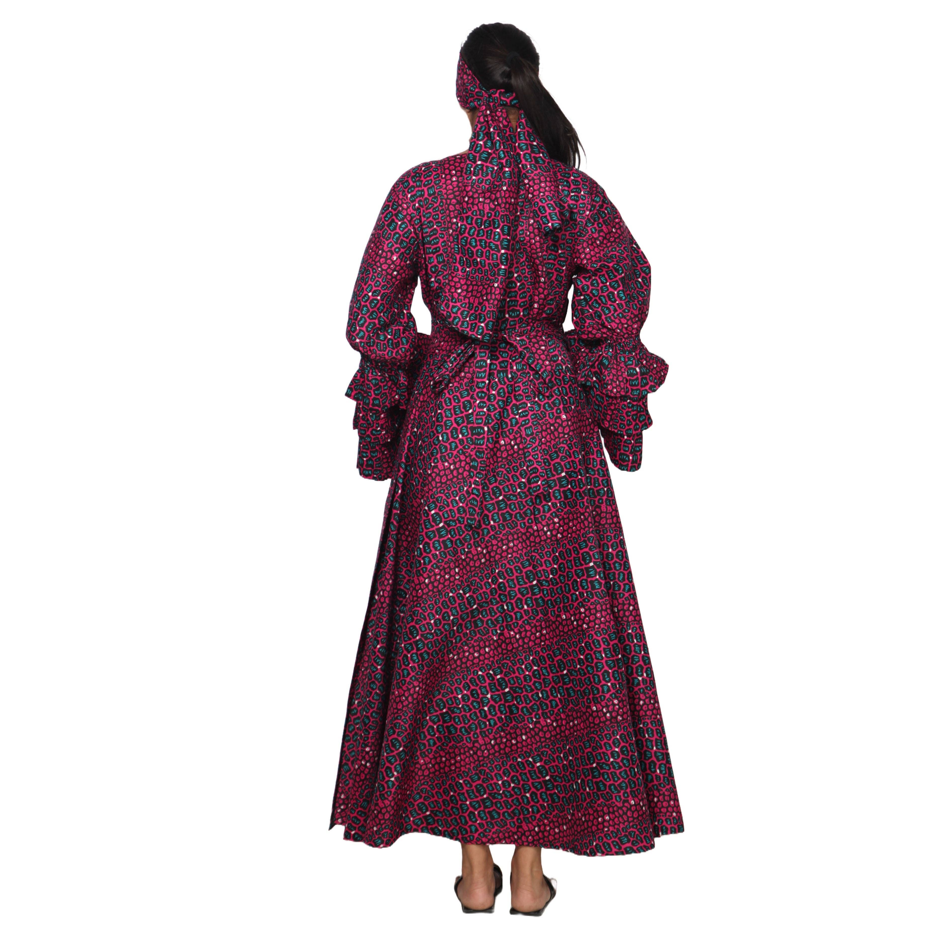 African Stars - Vente Robe – femme - Robe portefeuille en rayonne pour femme avec manches à volants -- FI-R80FS5