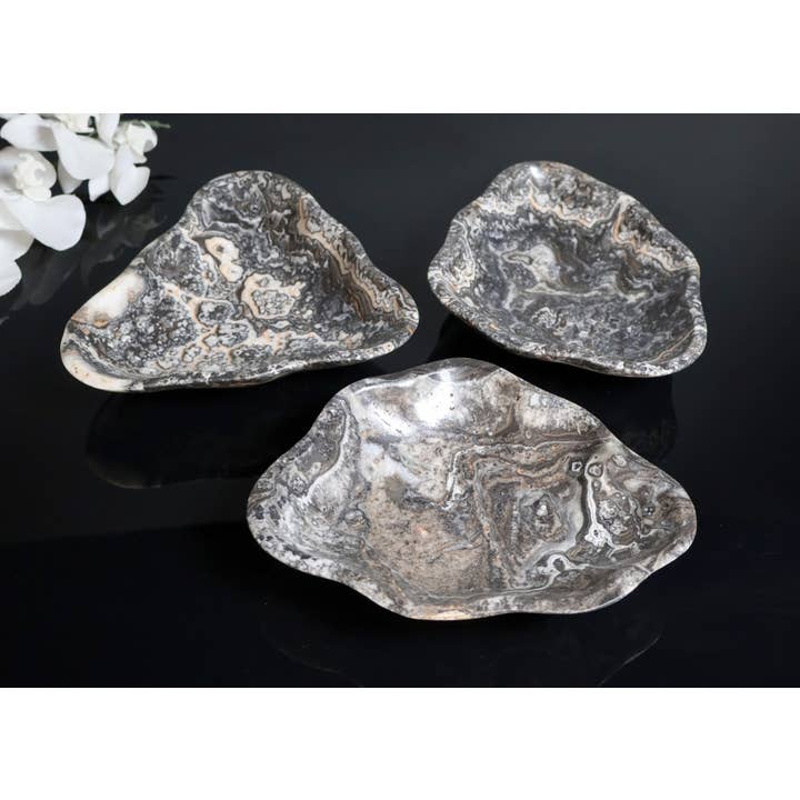 Pratos de joias Zebra Onyx, Pratos de sabão de luxo esculpidos à mão por atacado de OnyxBowl