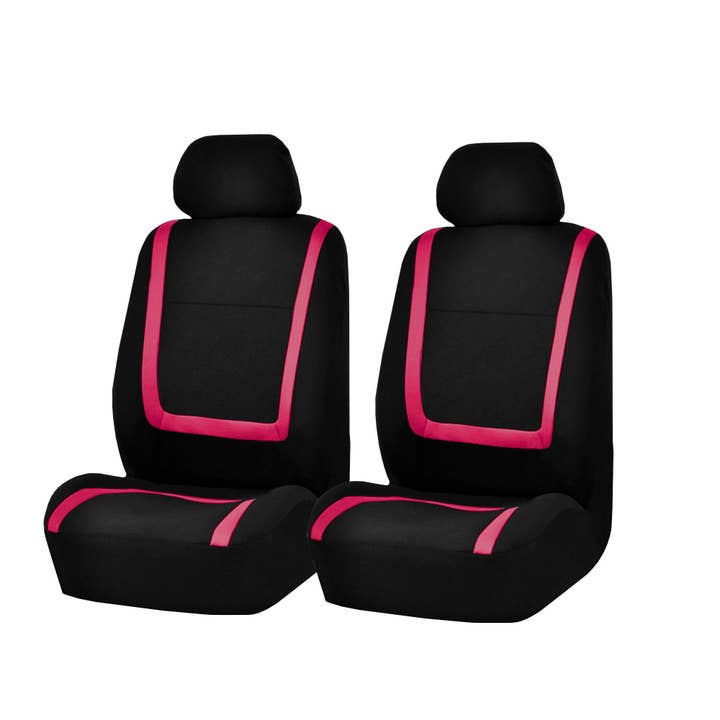 Unique Flat Cloth Seat Covers - Front Set Pink for wholesale by FH GROUP