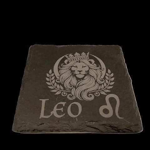 Dessous de verre en ardoise du zodiaque Lion pour la vente par Blaise the Witch