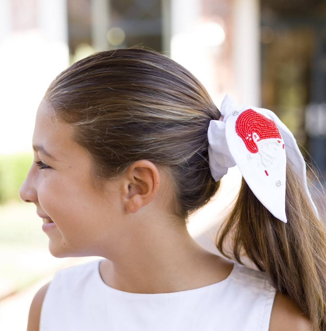 The Heady Chic - Vente Chouchou – femme - Casque de football rouge et blanc Scrunchie1