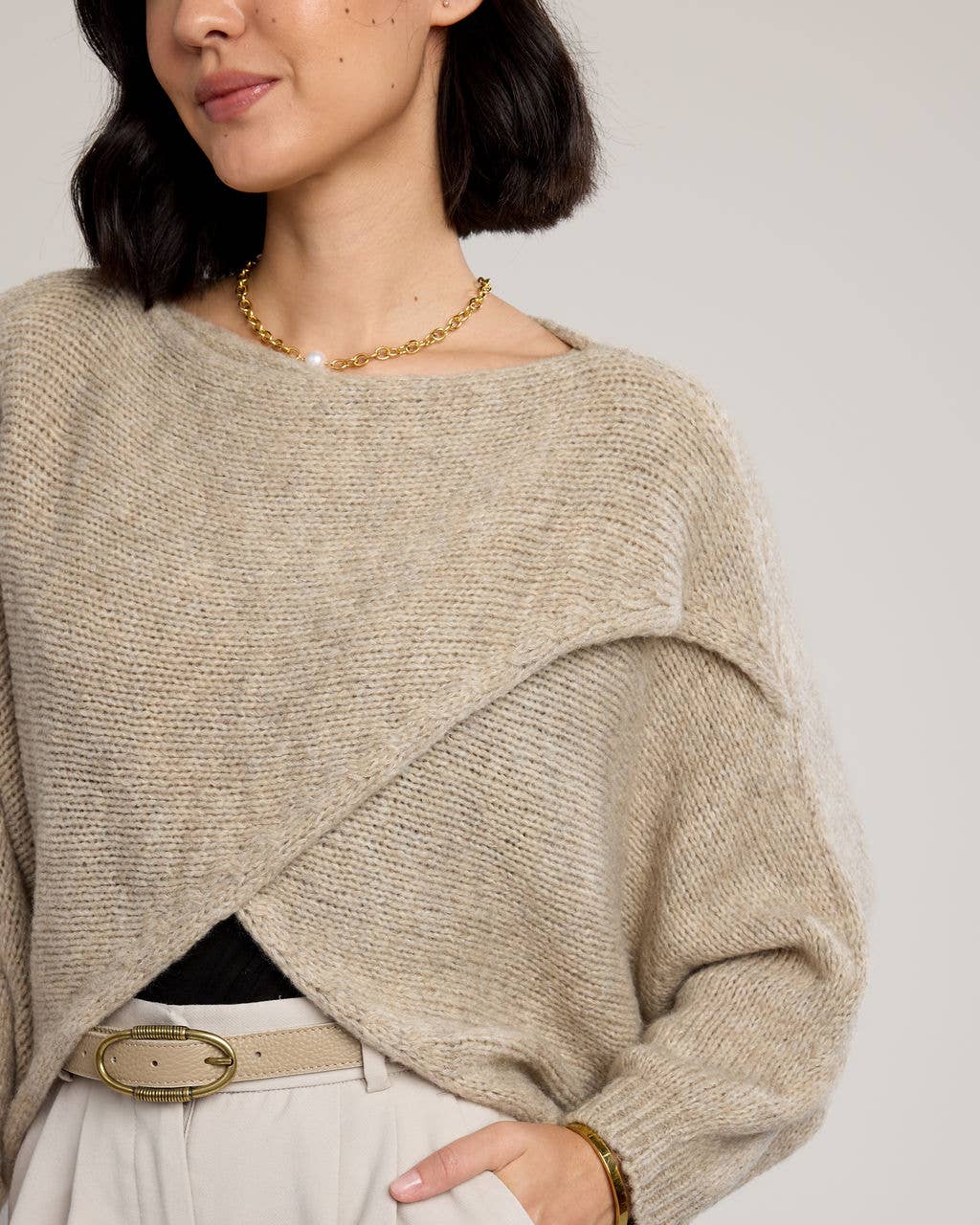 CobbleStone Living - Wholesale Knit Sweater - Women's - Alessandra Knit Wrap2