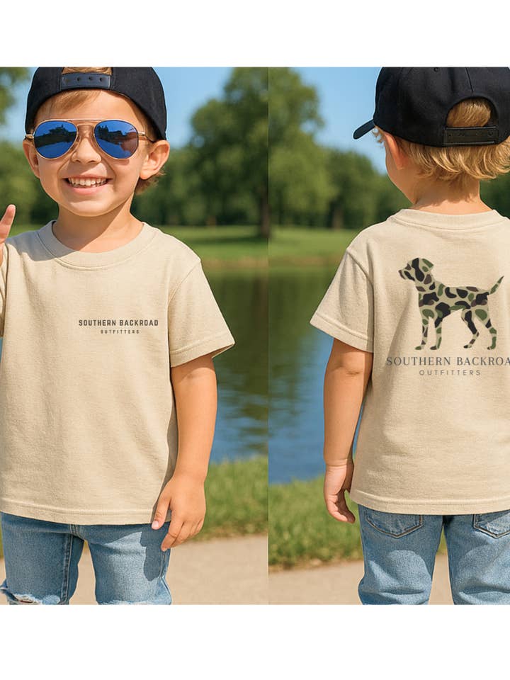 Southern Backroad Tees LLC - Wholesale Screen Printed T-Shirt - Kids - Camo Dog Shirt 0