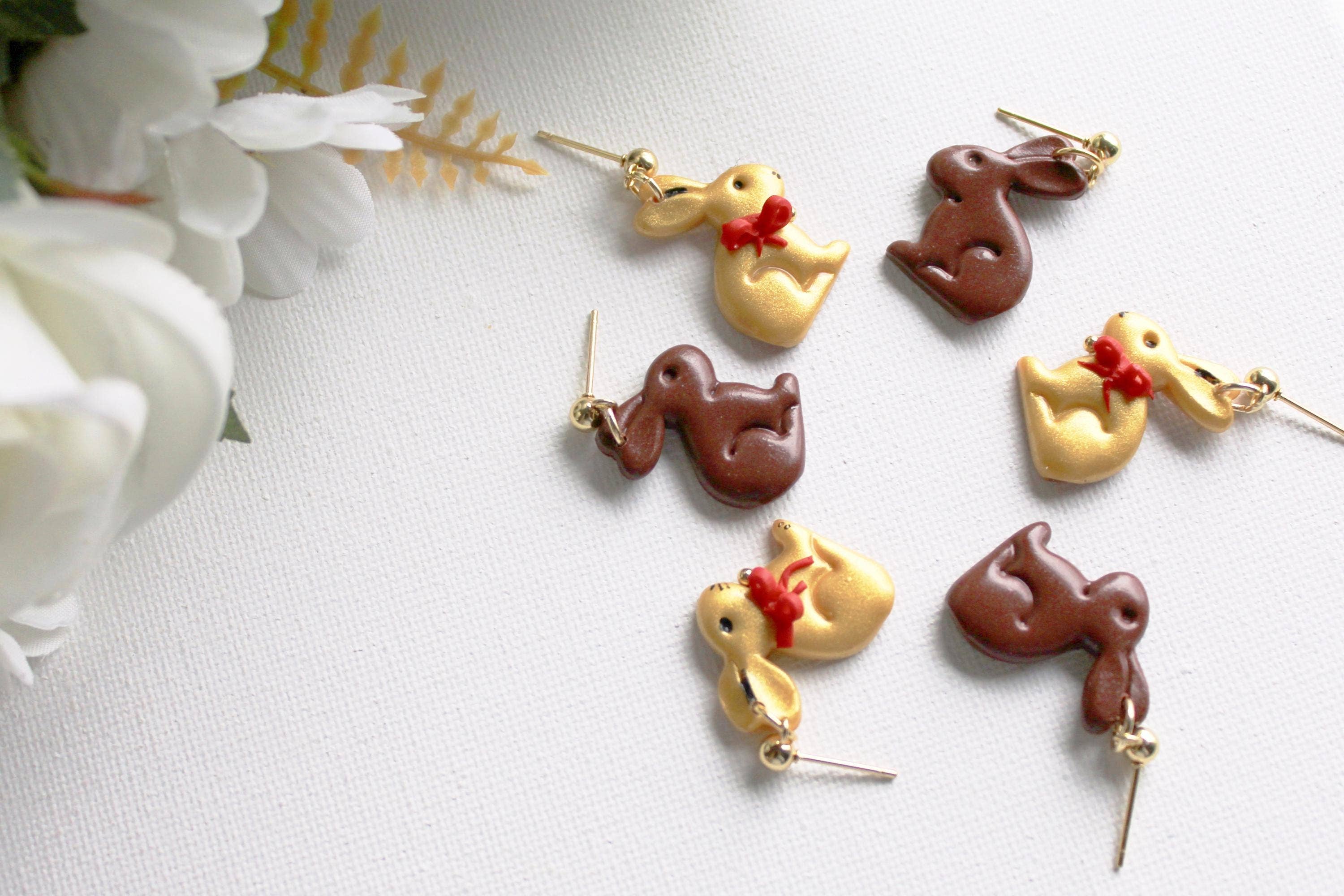 Studio Niani - Wholesale Dangle Earrings - Chocolate Bunny Earrings, Easter Earrings, Gold & Brown3