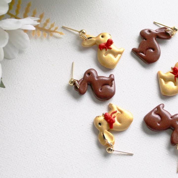 Studio Niani - Wholesale Dangle Earrings - Chocolate Bunny Earrings, Easter Earrings, Gold & Brown3